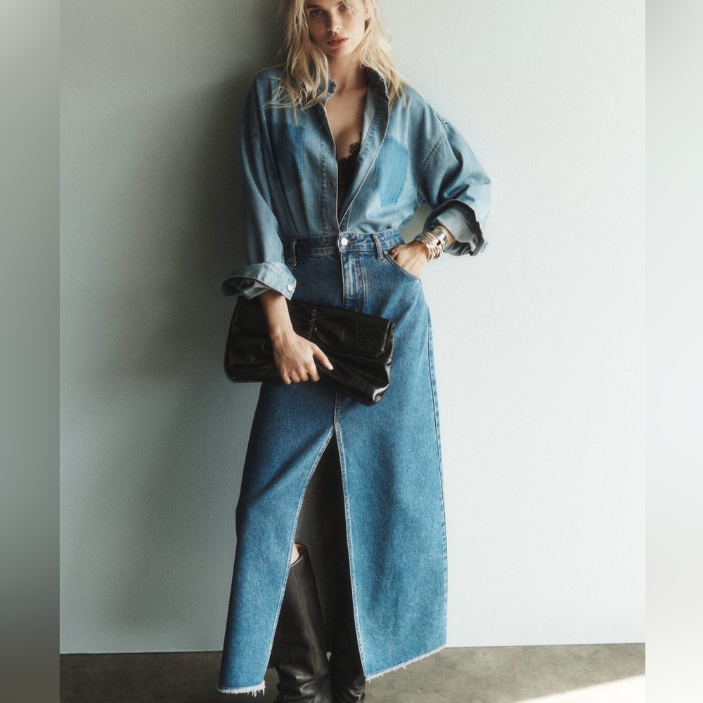 Pilcro Madi Front Slit Denim Skirt